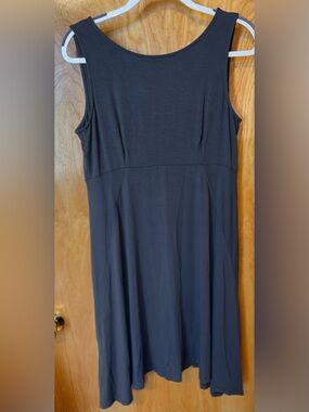 Eileen Fisher dark grey asymmetrical hem fit and flare knit dress Size LP Petite